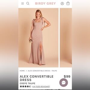 Birdy Grey bridesmaids gown Alex Convertible Dress, taupe - size medium